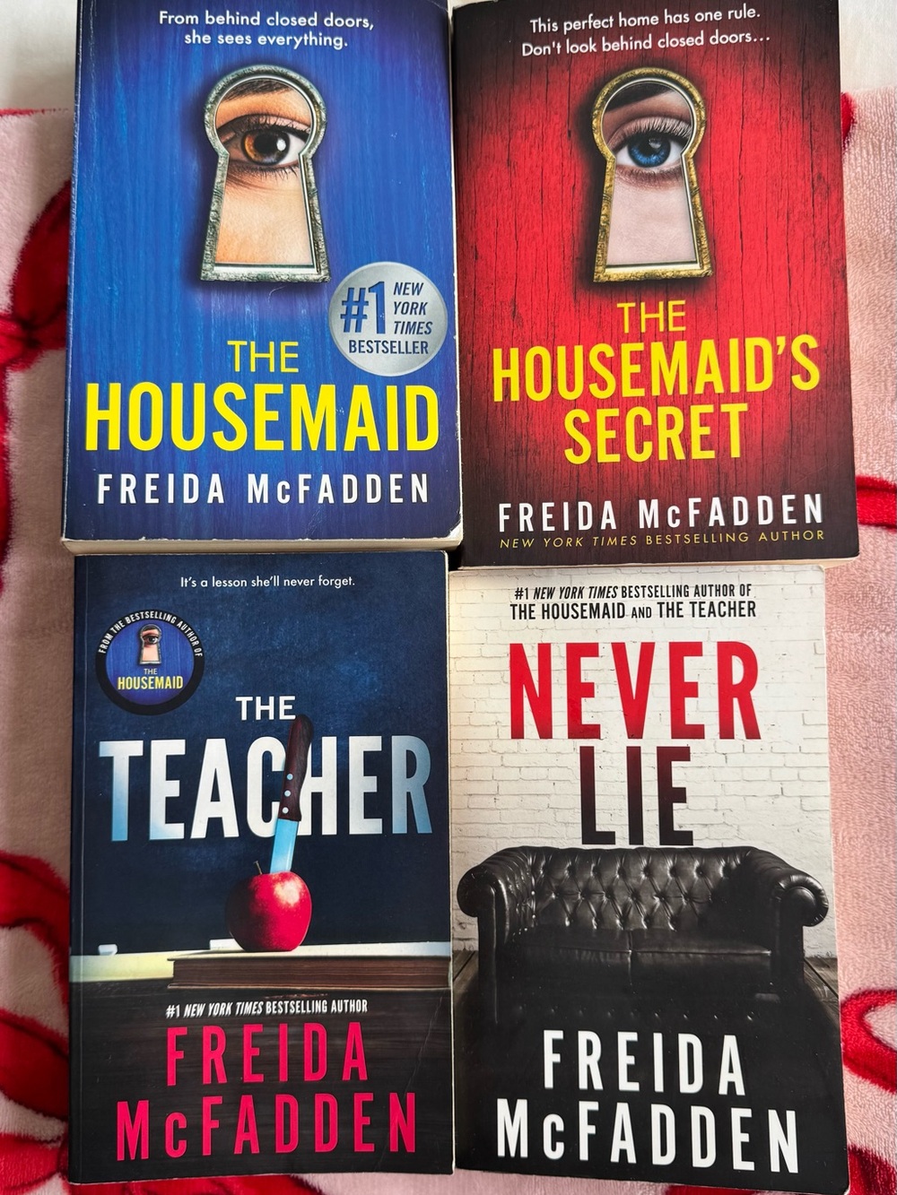 Paperback Thriller Set - Blue, Red, Dark Blue, White Covers Freida Mcfadden